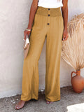 Full Size Decorative Button High Waist Pants- Ships 5-10 days •Sizes: S-3XL