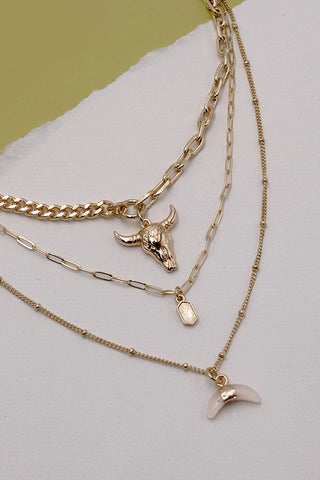 BULL HORN MULTI LAYER NECKLACE - IN-STORE