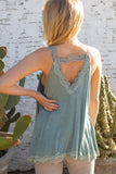 Lace Trim Halter Top with Back Strap - ONLINE ONLY - 1-4 DAY SHIPPING