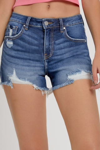 RISEN Mid-Rise Distressed Denim Shorts - ONLINE ONLY