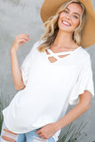 SOLID LACE UP SHORT SLEEVE TOP - ONLINE ONLY 1-4 DAYS SHIPPING