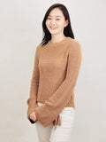 Bow Bell Sleeve Waffle Knit Sweater Pullover - ONLINE ONLY 1-4 DAYS SHIPPING