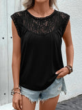 Lace Round Neck Cap Sleeve T-Shirt - ONLINE ONLY - 7-10 DAY SHIPPING