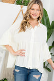 SOLID BUTTON DOWN BLOUSE - ONLINE ONLY - SHIPS 1-4 DAYS