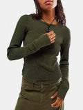 Exposed Seam Round Neck Long Sleeve T-Shirt - ONLINE ONLY - 7-10 SHIPPING