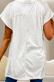 Openwork Round Neck Cap Sleeve Blouse - ONLINE ONLY - 7-10 DAY SHIPPING