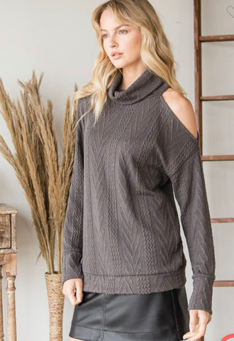Charcoal Cold Shoulder Sweater