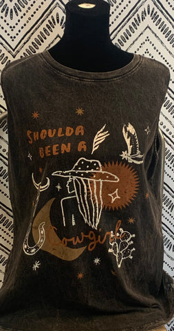 Graphic Tank Top - SHOULDVE BEEN A COWGIRL - IN-STORE