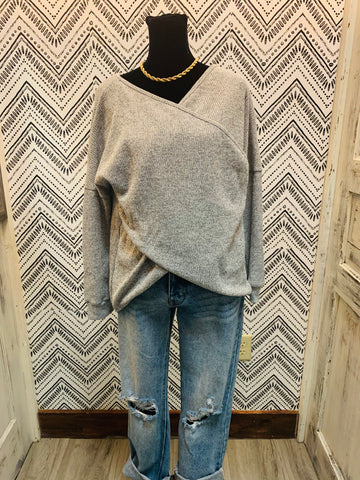 Grey Wrap Sweater- IN-STORE