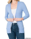 Snap Button Cardigan 3/4 Sleeve- IN-STORE