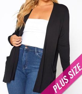 Plus Size Open Front Cardigan- IN-STORE