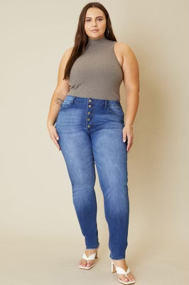 KanCan Plus Size High Rise Button Fly Skinny- IN-STORE