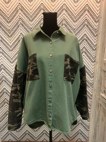 Green Jacket with Camo Sleeves- IN-STORE