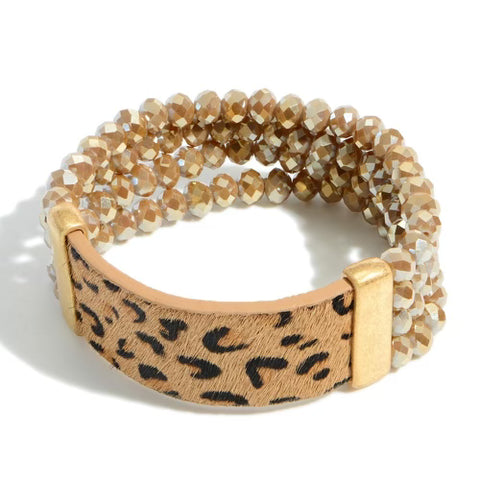 Leopard Beaded Bracelet- IN-STORE