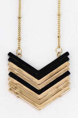 Gold and Silver Plated Chevron Pendant Necklace- IN-STORE