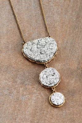 Long Druzy Pendant Necklace- IN-STORE