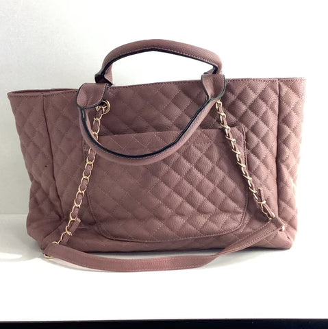 Mauve Faux Leather Quilted Purse- IN-STORE