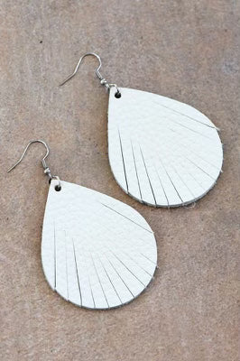 Faux Leather Feather Earrings- IN-STORE