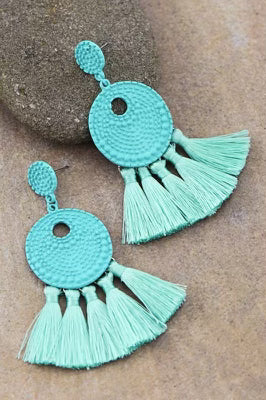 Turquoise Tassel Earrings- IN-STORE