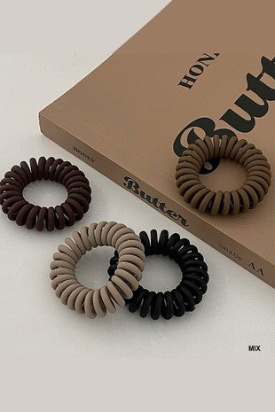 SPIRAL COIL HAIR TIES SET OF 4 - IN-STORE