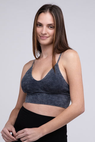 Washed Ribbed Bra Padded Tank Top - ONLINE ONLY 1-4 DAYS SHIPPING