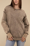 Acid Wash French Terry Exposed-Seam Sweatshirt - ONLINE ONLY - SHIPS 1-4 DAYS