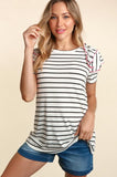 STRIPE DOUBLE RUFFLE FRILL SHORT SLEEVE TOP - ONLINE ONLY SHIPS IN 1-4 DAYS