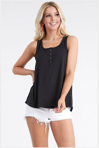 Ninexis Square Neck Half Button Tank - ONLINE ONLY