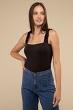 Ribbed Ruffle Strap Bodysuit - ONLINE ONLY - 1-4 DAY SHIPPING