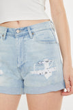 Kancan High Rise Repaired Mom Denim Shorts - ONLINE ONLY