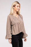 V Neck Frilled Peplum Top - ONLINE ONLY 1-4 DAYS SHIPPING
