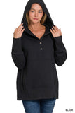 HALF BUTTON FLEECE HOODED PULLOVER- IN-STORE