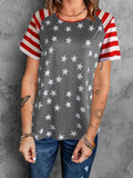 Full Size Star Striped Round Neck Short Sleeve T-Shirt - ONLINE ONLY