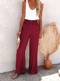 Full Size Decorative Button High Waist Pants- Ships 5-10 days •Sizes: S-3XL