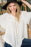 SOLID BOW TIE PEASANT TOP - ONLINE ONLY - SHIPS 1-4 DAYS