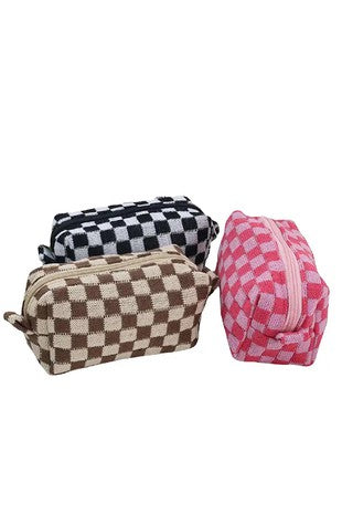 CHECKERED MAKEUP COSMETIC POUCH BAG- IN-STORE