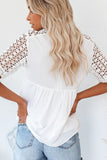 Cutout Round Neck Half Sleeve Blouse - ONLINE ONLY