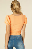 Shirred V neck top with puff sleeves - ONLINE ONLY SHIPS IN 1-4 DAYS