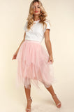 ASYMMETRIC TIERED TULLE MIDI SKIRT WITH LINING - ONLINE ONLY SHIPS IN 1-4 DAYS