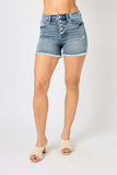 Judy Blue Full Size Button Fly Raw Hem Denim Shorts - ONLINE ONLY