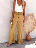 Full Size Decorative Button High Waist Pants- Ships 5-10 days •Sizes: S-3XL