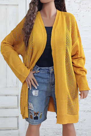 Plus Size Openwork Long Sleeve Open Front Cardigan - ONLINE ONLY