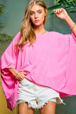 Solid Round Neck Loose Fit Kimono Sleeve Sweater - ONLINE ONLY 1-4 DAYS SHIPPING