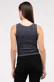 2-Way Neckline Washed Ribbed Cropped Tank Top - ONLINE ONLY - 1-4 DAYS SHIPPING