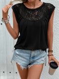 Lace Round Neck Cap Sleeve T-Shirt - ONLINE ONLY - 7-10 DAY SHIPPING