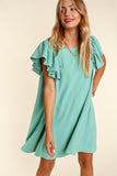 SOLID WOVEN DRESS WITH SIDE POCKETS - ONLINE ONLY SHIPS IN 1-4 DAYS
