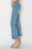 RISEN Full Size High Rise Frayed Hem Flare Jeans - ONLINE ONLY - 7-10 DAY SHIPPING
