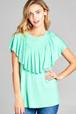 SOLID RUFFLE DETAIL CASUAL TOP - ONLINE ONLY - 1-4 DAY SHIPPING