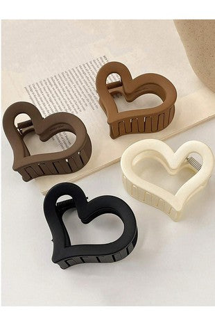 HEART DESIGN MATTE FINISH FASHION HAIR CLAW CLIPS- IN-STORE