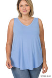 PLUS SLEEVELESS V-NECK TOP